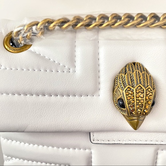 Kurt Geiger London Leather Mini Kensington UJ White NWT Chain Strap Gold Eagle - Picture 6 of 9